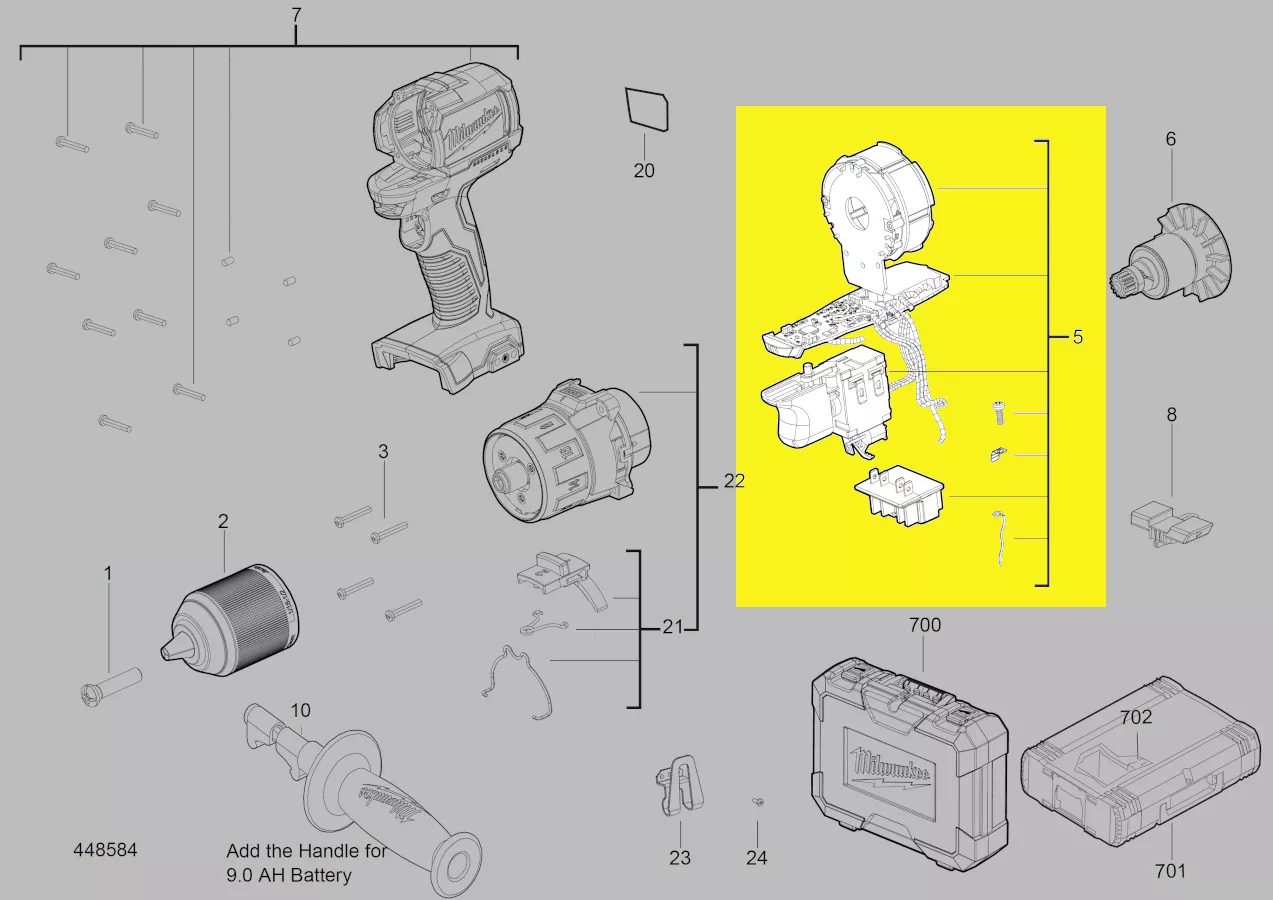 stator + variateur électronique réf. 4931436756 Milwaukee